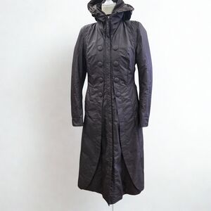 Creenstone Long Hooded A-Line Trench Coat Jacket Brown EU 36 / US S